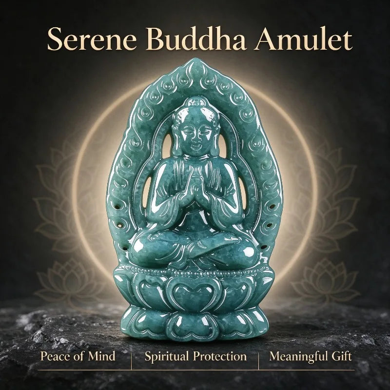 Natural A Grade Burmese Blue Water Jadeite Pendant Hand Carved Sakyamuni Buddha Amulet Jade Buddha Necklace Charm Jewelry Gift