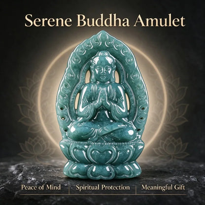 Natural A Grade Burmese Blue Water Jadeite Pendant Hand Carved Sakyamuni Buddha Amulet Jade Buddha Necklace Charm Jewelry Gift
