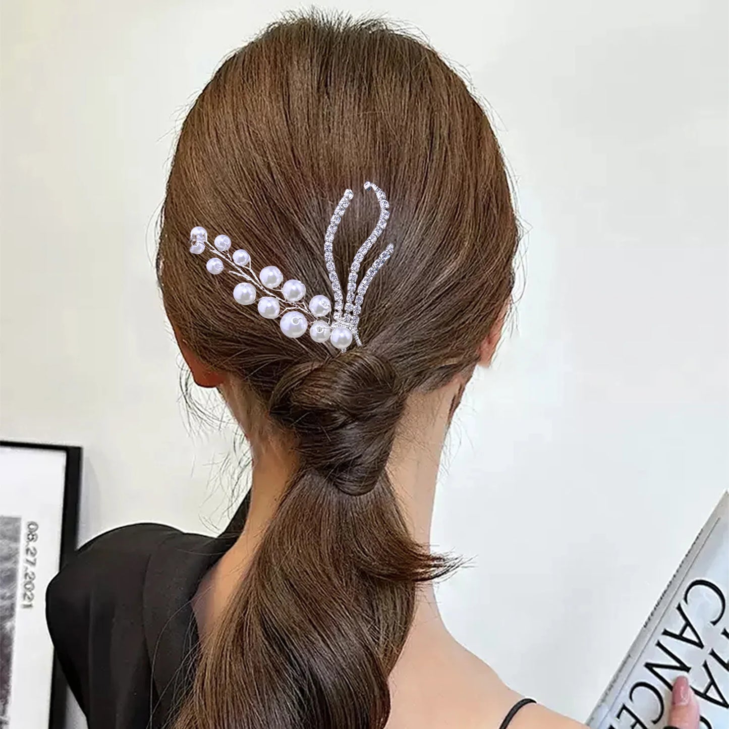 Woman Elegant Pearl U Shape Hair Stick Wedding Hairpins Bridal Headwear Hairstyle Tool Tools Bridal Tiara Hair Accessories