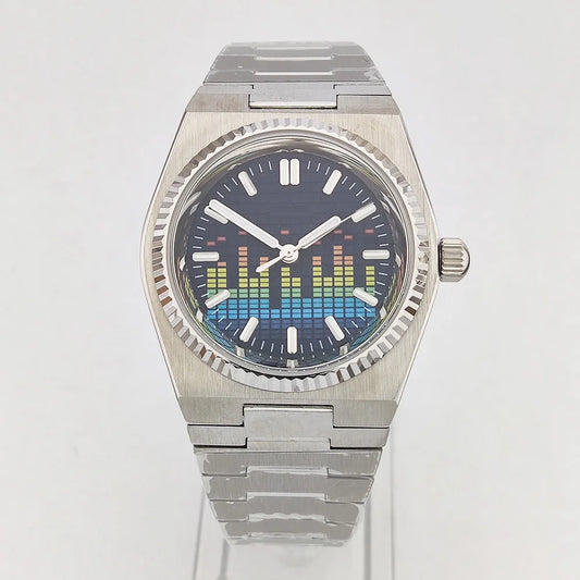 40mm Musical wave watch Stainless steel Sapphire glass all Green luminous NH35 watch Automatic mechanical Men's watch waterproof