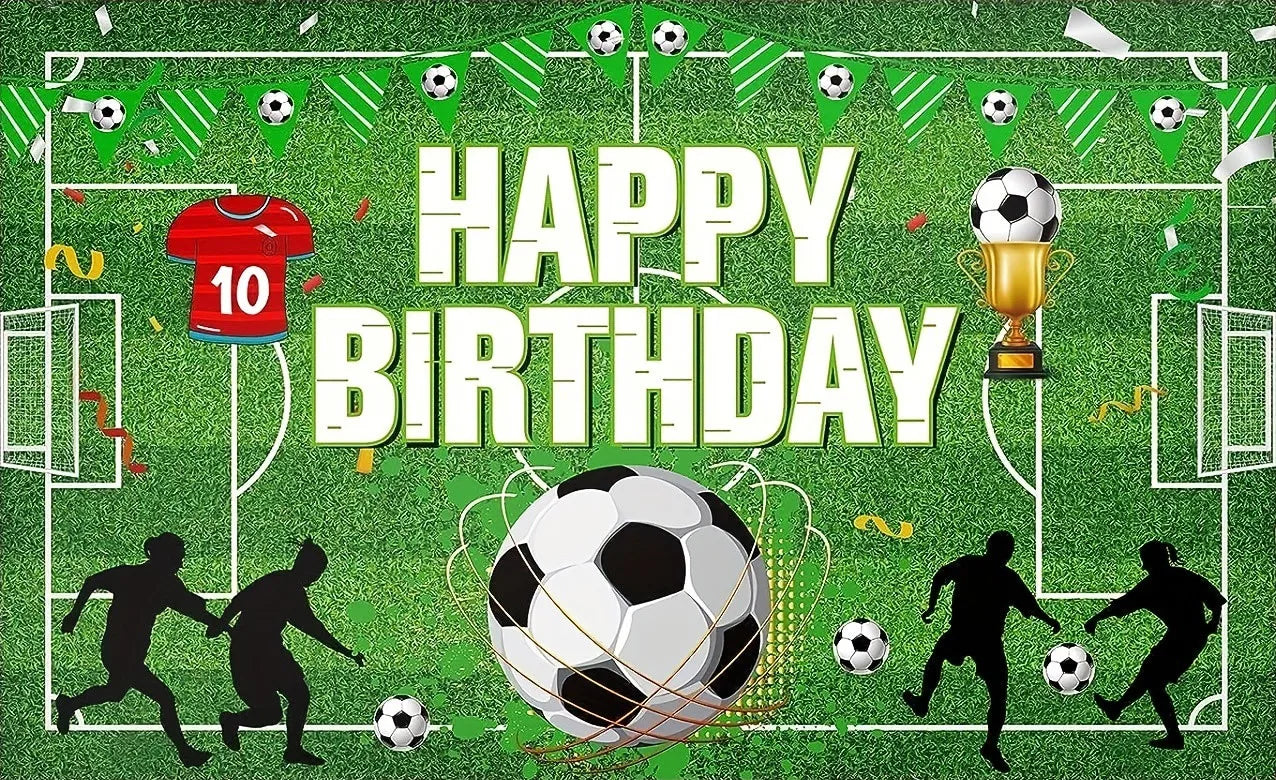Football Backdrop Football Trophy Photo Booth Background Boy Birthday Soccer Field Sports Poster Baby Shower Decors Banner