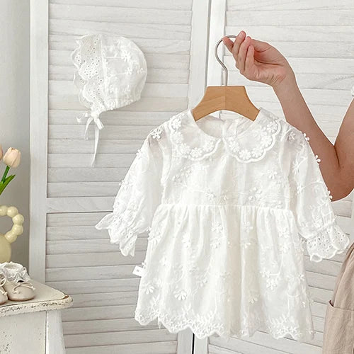 2024 New Autumn 0-24M Children Clothes Newborn Baby Girls Long Sleeved Cotton Bodysuits+Lace Dress Korean Style Climbing Suit
