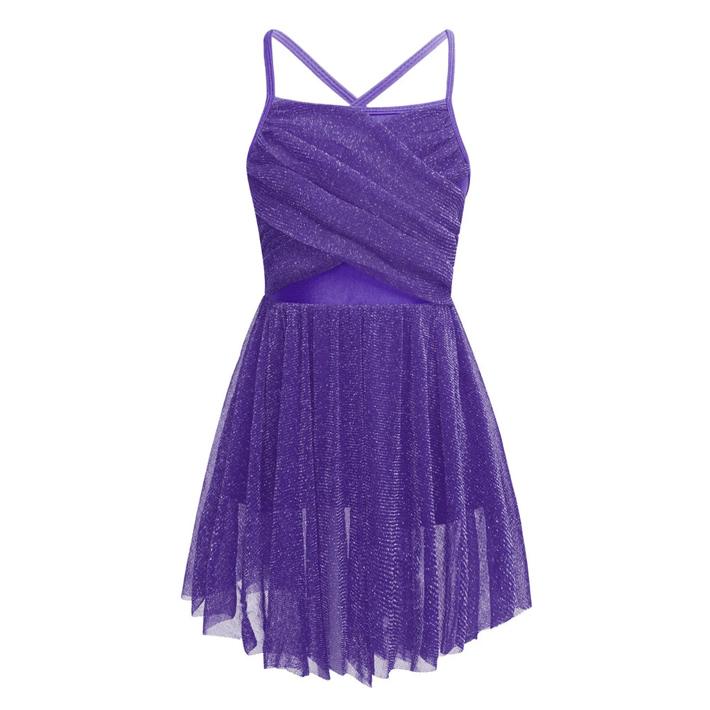 Kids Girls Ballet Leotard Dress Sleeveless Gymnastics Workout Modern Contemporary Dancewear Latin Lyrical Ballerina Costumes