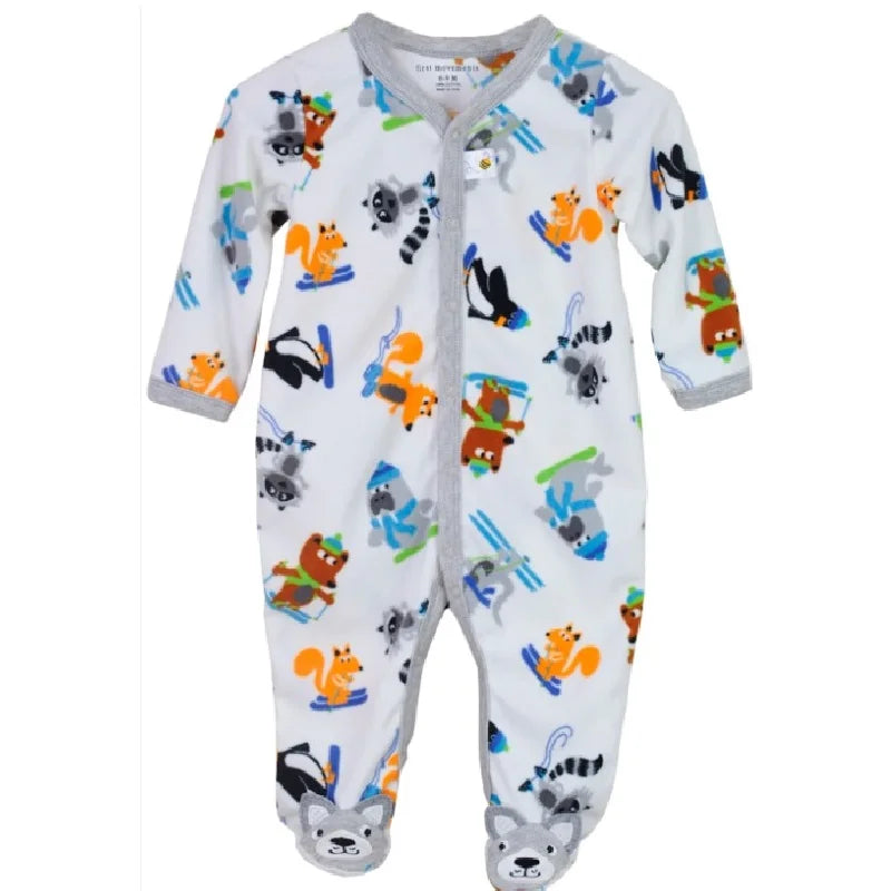 Fleece Baby One-Piece Romper With Footies bodysuits newborn sleepwear girl jumpsuit boy pajamas overalls cotton clothes