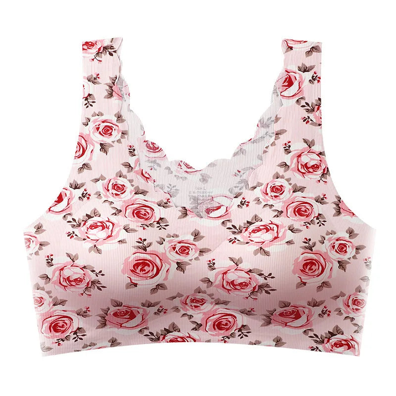 Ice Silk Bra Seamless Wire Free Bras Women Push Up Brassiere Underwear Comfortable Sleep Top With Chest Pad Bralette Lingerie