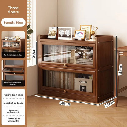 Multi-functional BambooBookcase LargeCapacity Wooden Bookshelf Storage Cabinet Display Rack Home Furniture for Living RoomOffice