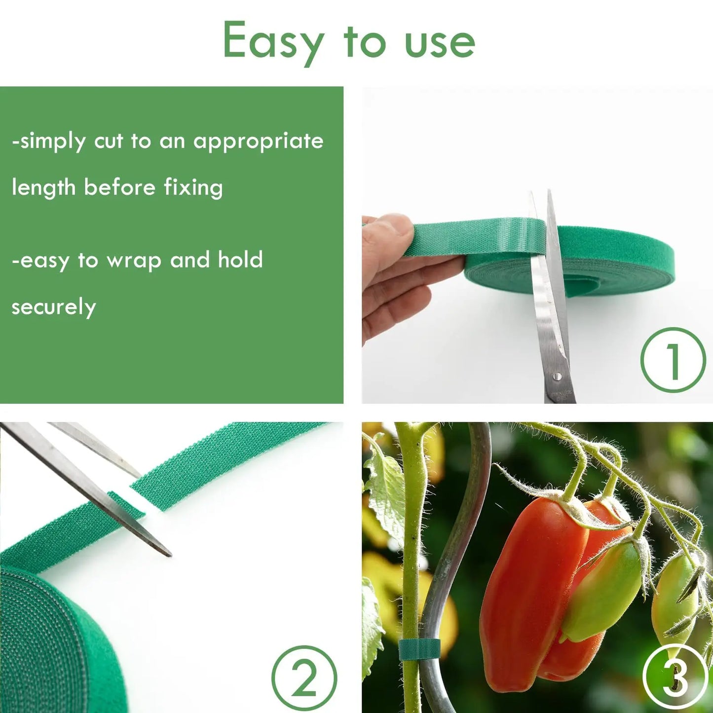 3 Rolls Green Garden Twine Plant Ties Nylon Plant Bandage Garden Hook Loop Bamboo Cane Wrap Support Garden Accessories