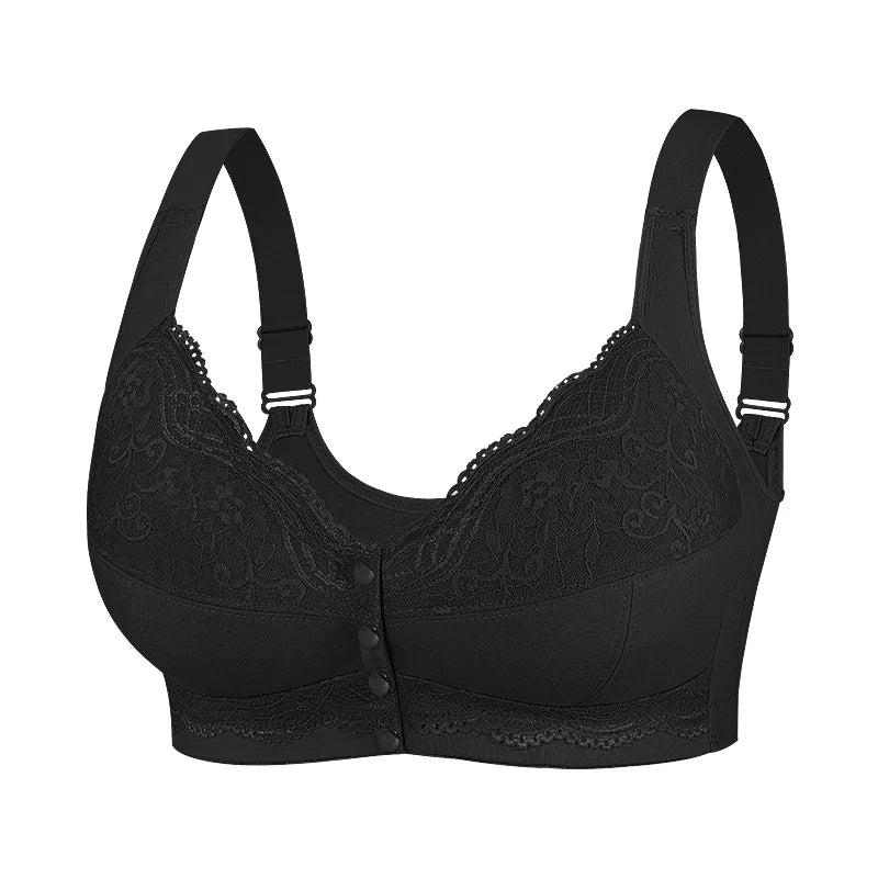 A-G Cup Women Plus Size Bra Front Closure Push Up Wire Free Brassiere Sexy Wireless Lace Breathable Bralette Underwear Lingerie