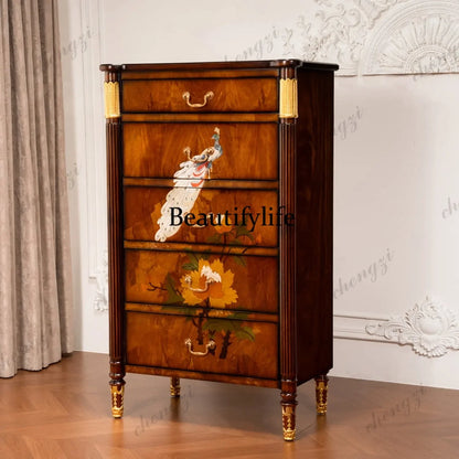 M178 American retro solid wood chest high-end storage cabinet floor-to-ceiling entrance storage decorative cabinet