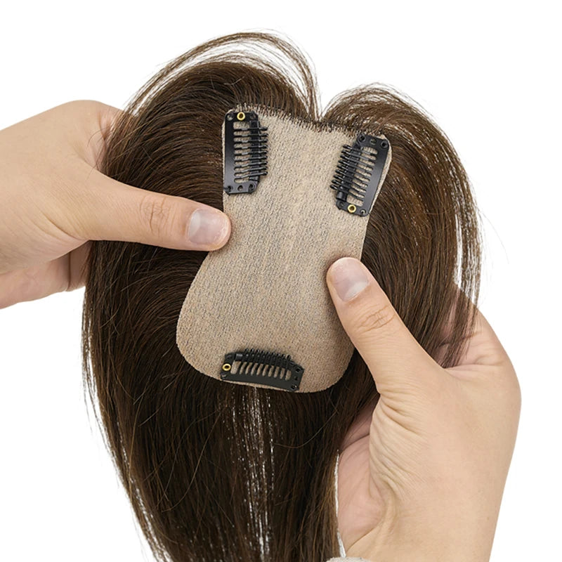 Clip in Women Human Hair Wigs Silk Base Human Hair Toppers Brazilian Human Hairpiece Blonde Hair Toupee Natural Hair System