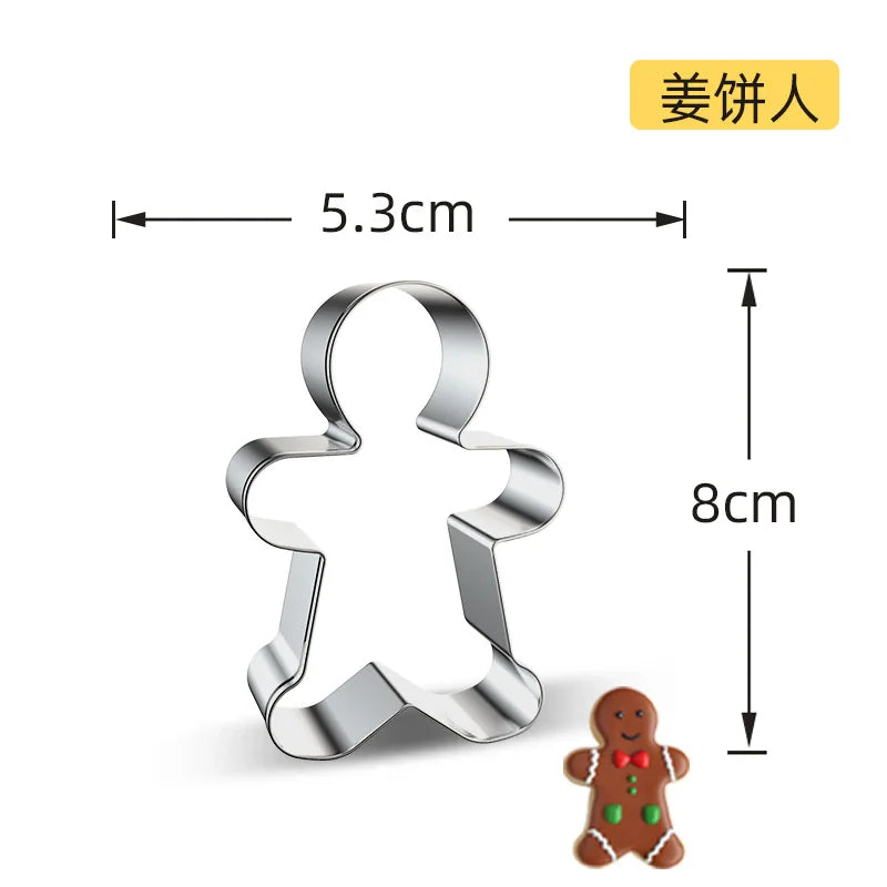Christmas Cookie Cutter Stainless Steel Biscuit Mold Baking Tool Christmas Theme Snowflake Santa Claus Cake Biscuit Mould M542