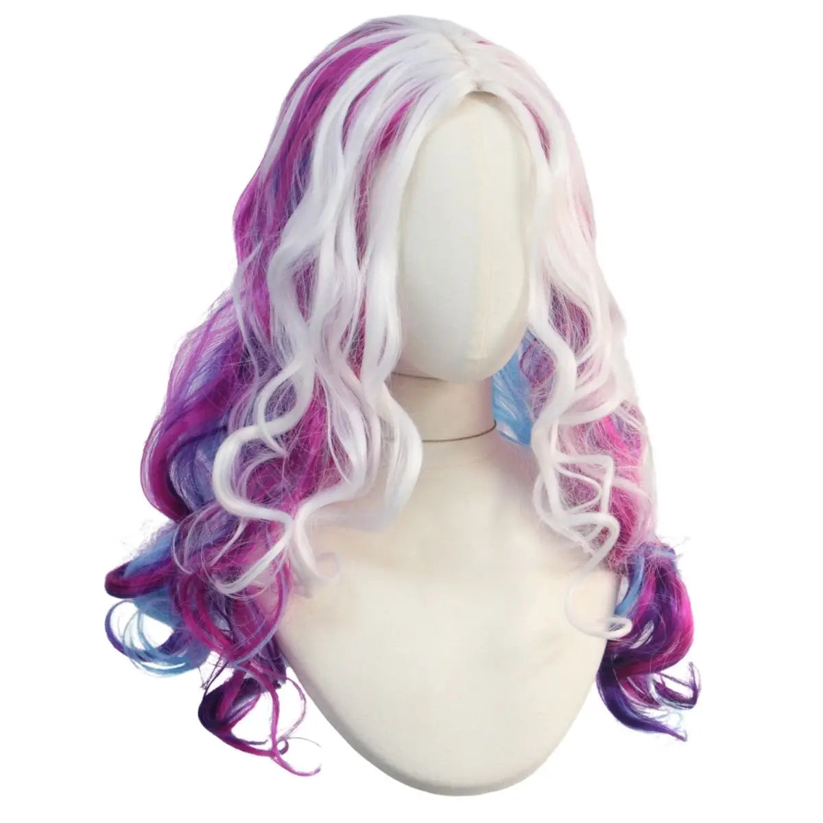 Mixed Color Gradient Long Wavy Anime Cosplay Synthetic Wig Heat Resistant for Christmas Holiday Party