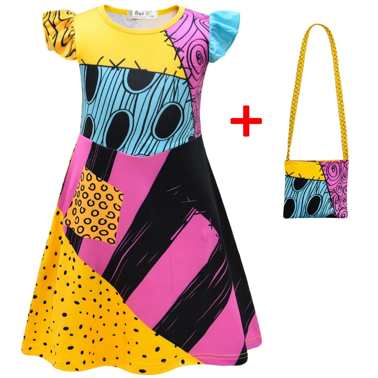 Cosplay Anime Kids Dress Girls Nightmare Before Christmas Clothing Sally Cosplay Costume Baby Children Ruffle Tracksuit Bir 72th