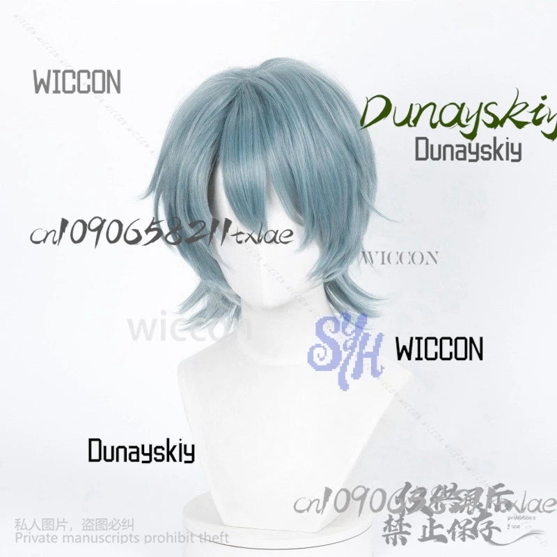 Huntrix KPop Demon Hunters Saja Boy Cosplay Mystery Purple-gray Wigs Curling Hair Accessories Synthetic Short Hair Halloween