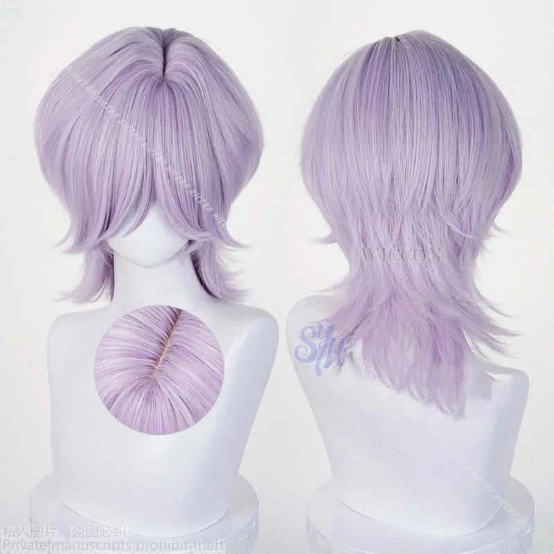 Saja Boys Mystery Cosplay Kpop Demon Anime Hair Purple Gray Wig Heat Resistant Synthetic Hair Wigs + Wig Cap Halloween Christmas