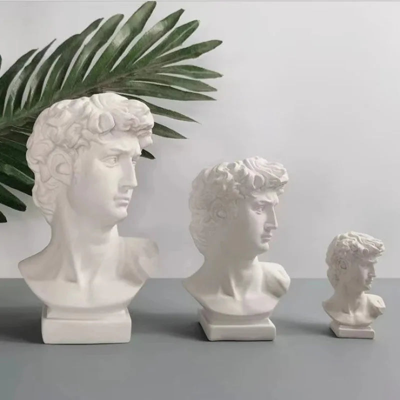 Nordic Portrait Vase Human Head Flower Vase Cachepot Resin David Sculpture Pen Holder Makeup Brush Storage Box Desk Accessories