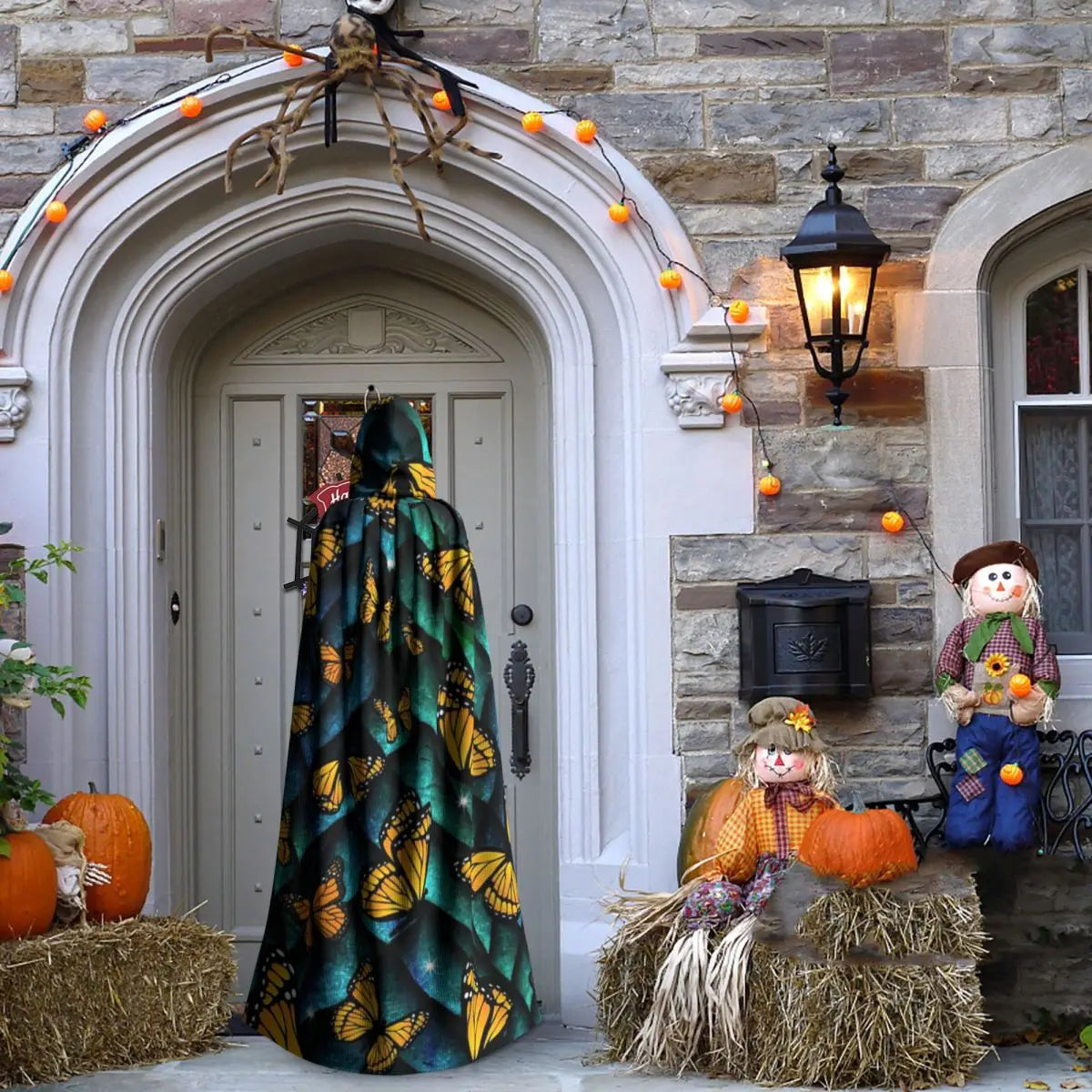 Fantasy Butterfly Dragon! Long Hooded Cloak Witch Medieval Costume Cosplay Cape HalloweenVampire Adult Unisex