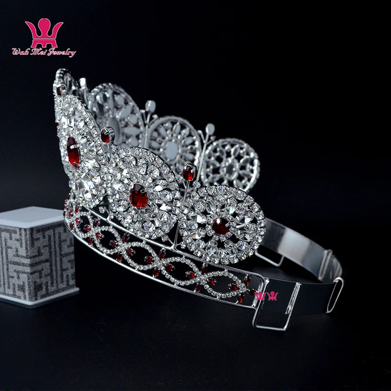 Hairdressing adjustable heads made by high-end rear crown, red stone hand made of red hair, Miss Global Beauty Pageant