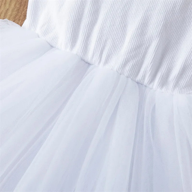 White Lace Cute Girl Princess Dress Fluffy Cake Dress For Girls Kids Wedding Party Birthday Tutu Gown Summer Sleeveless Vestidos