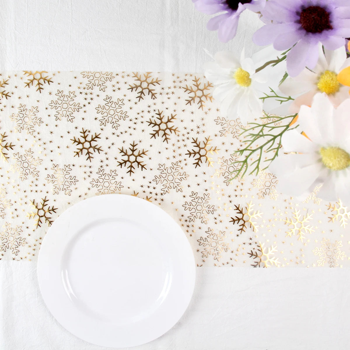 Sparkle Metallic Gold Thin Table Runner Gold Snowflakes Sequin Glitter Mesh Roll Wedding Christmas Table Decoration Navidad Noel