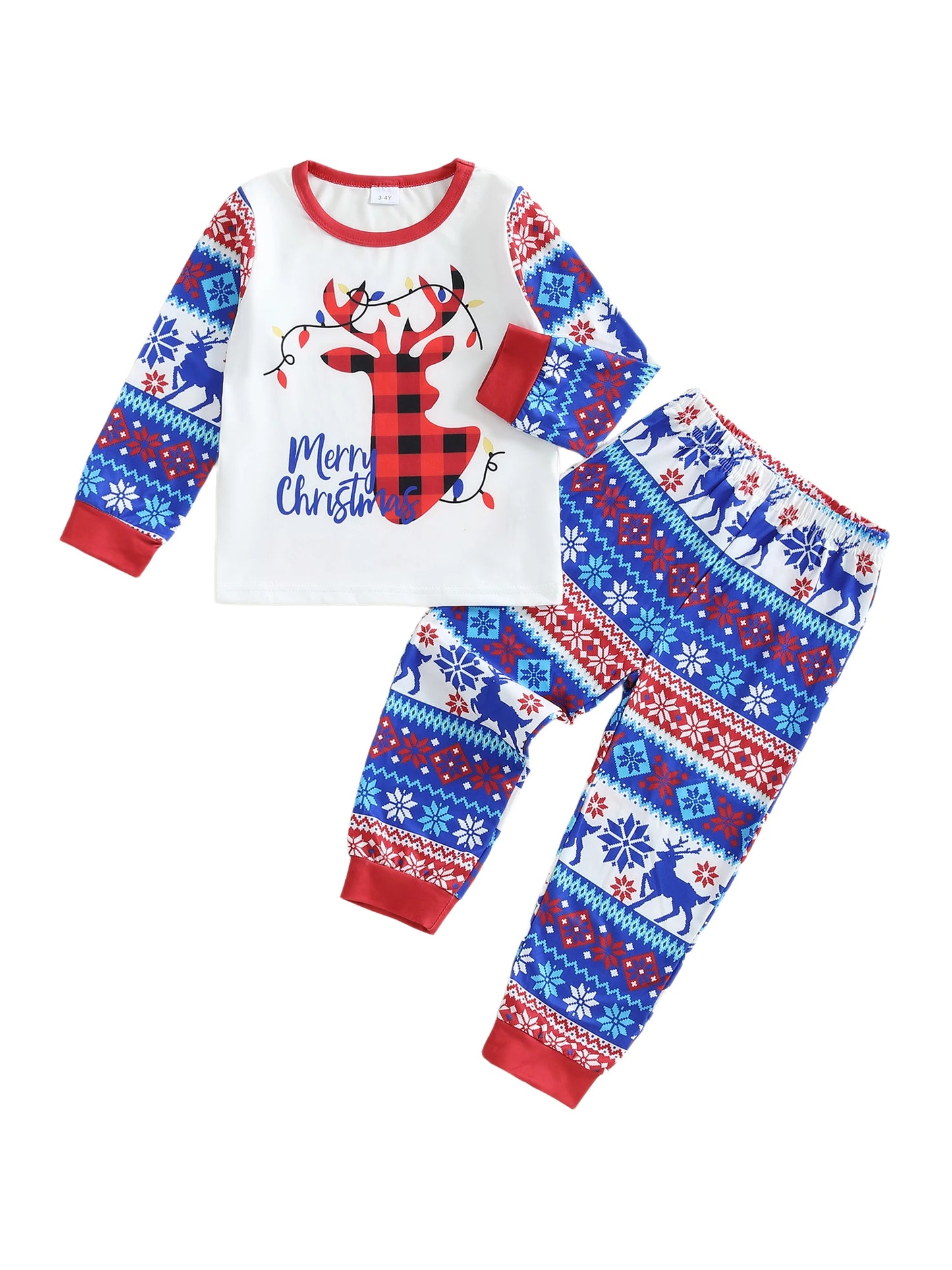 Toddler Boy Girl Christmas Outfit Santa Claus Snowman Long Sleeve Tops Elastic Waist Pants 2 Piece Set Holiday Costume