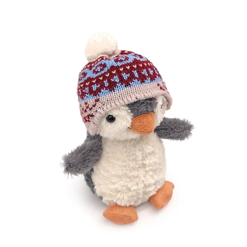 Cute Penguin Wear Hat Soft Plush Pendant Toy Baby Comfort Sleep Doll Fluffy Penguin Stuffed Animal Birthday Christmas Gift Decor
