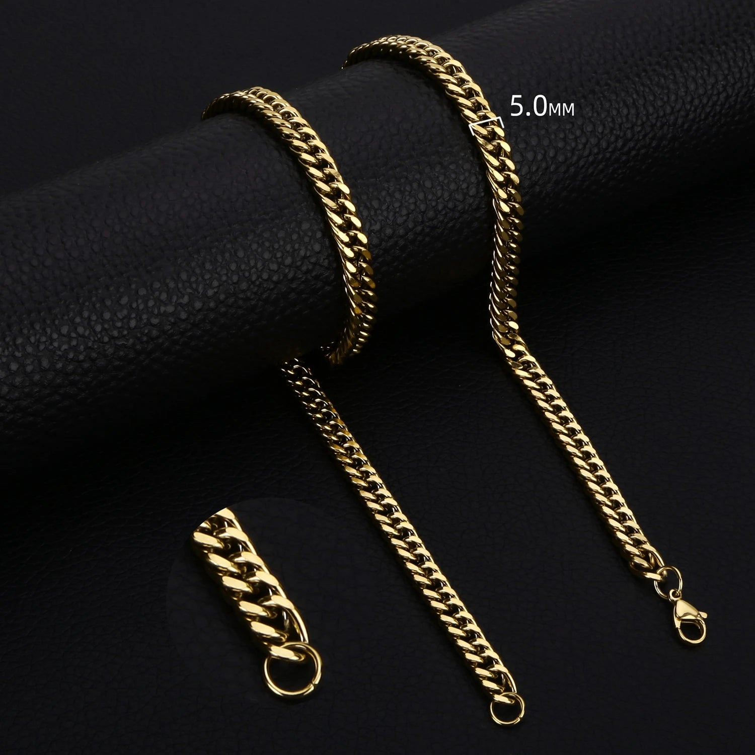 Stainless Steel Cuban Chain Necklaces For Men Women 3.5MM 5MM 7MM Black Gold Color Solid Curb Link Chain Punk Fashion Jewelry