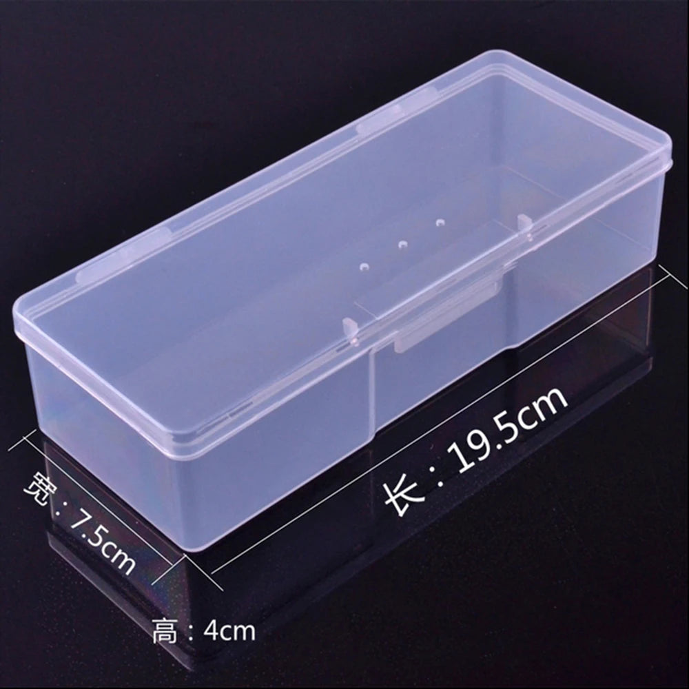 Nail Art Storage Box Nail Accessories Organizer Plastic Container Nail Rhinestone Brush Pen Buffer Grinding Files Storage Box