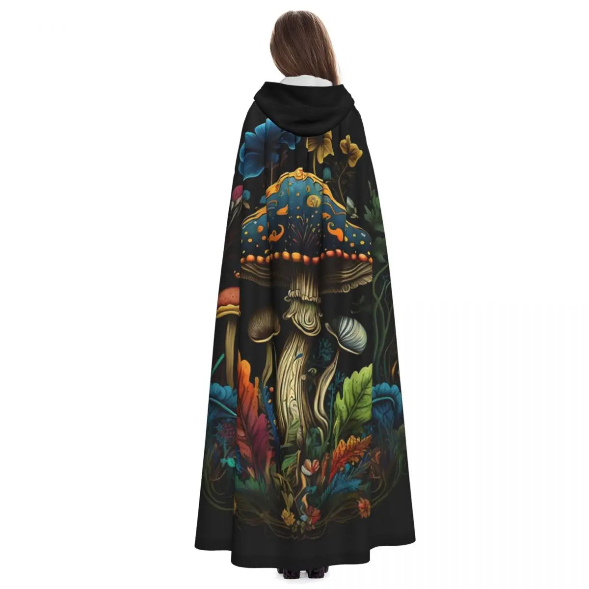 Shroom Dark Trippy Mushroom Long Hooded Cloak Witch Medieval Costume Cosplay Cape HalloweenVampire Adult Unisex