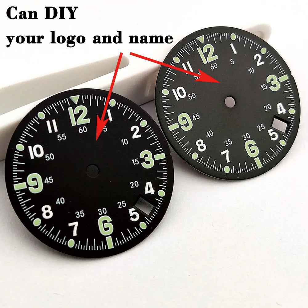 NH35 dial 28.5mm watch dial Steel 4.5 o'clock Calendar window fit NH34 NH36 NH35 Movement Men's watch Replacement accessories