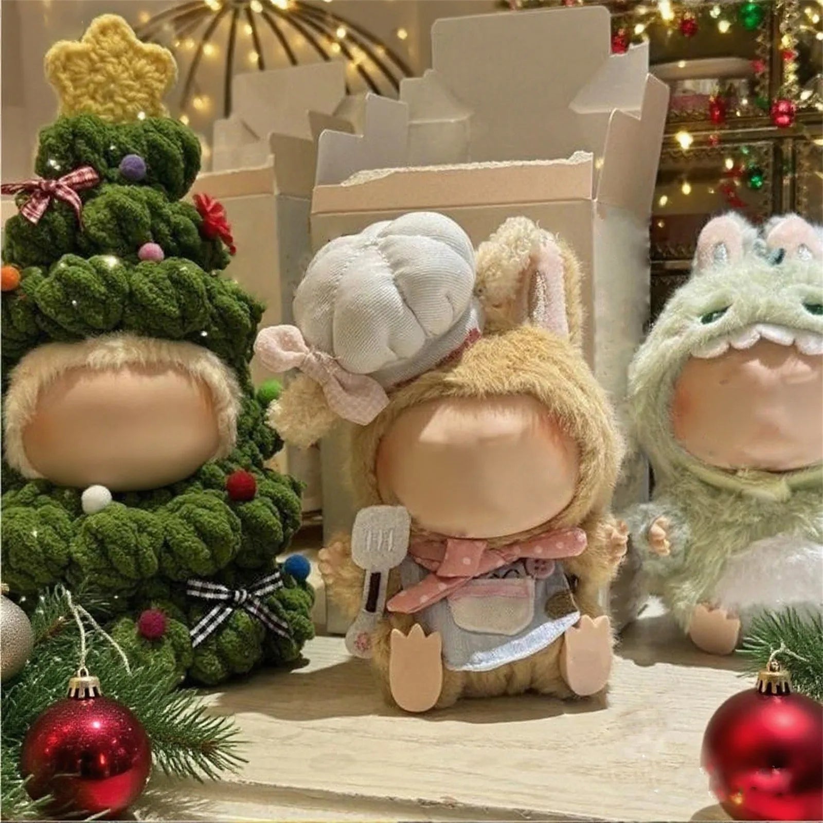 Cute Christmas Doll Plush Coat Clothes 10cm And 17cm Doll Clothing Accessories Creative Labubu Clothes