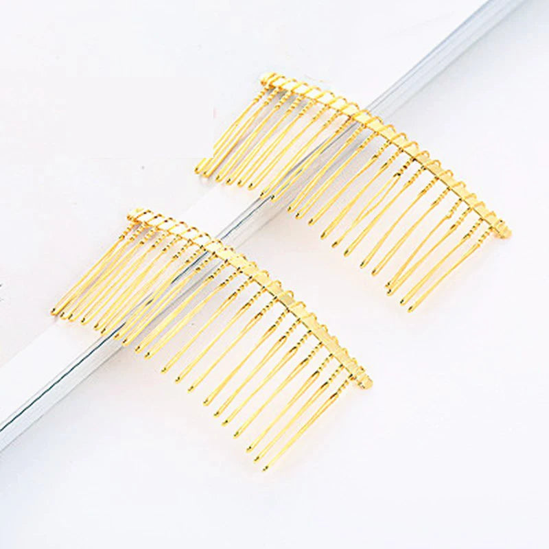 100 Pieces 20 Teeth Rose Gold Color Black Metal Hair Comb Clips For DIY Wedding Headpiece Bride Women Hair Jewelry