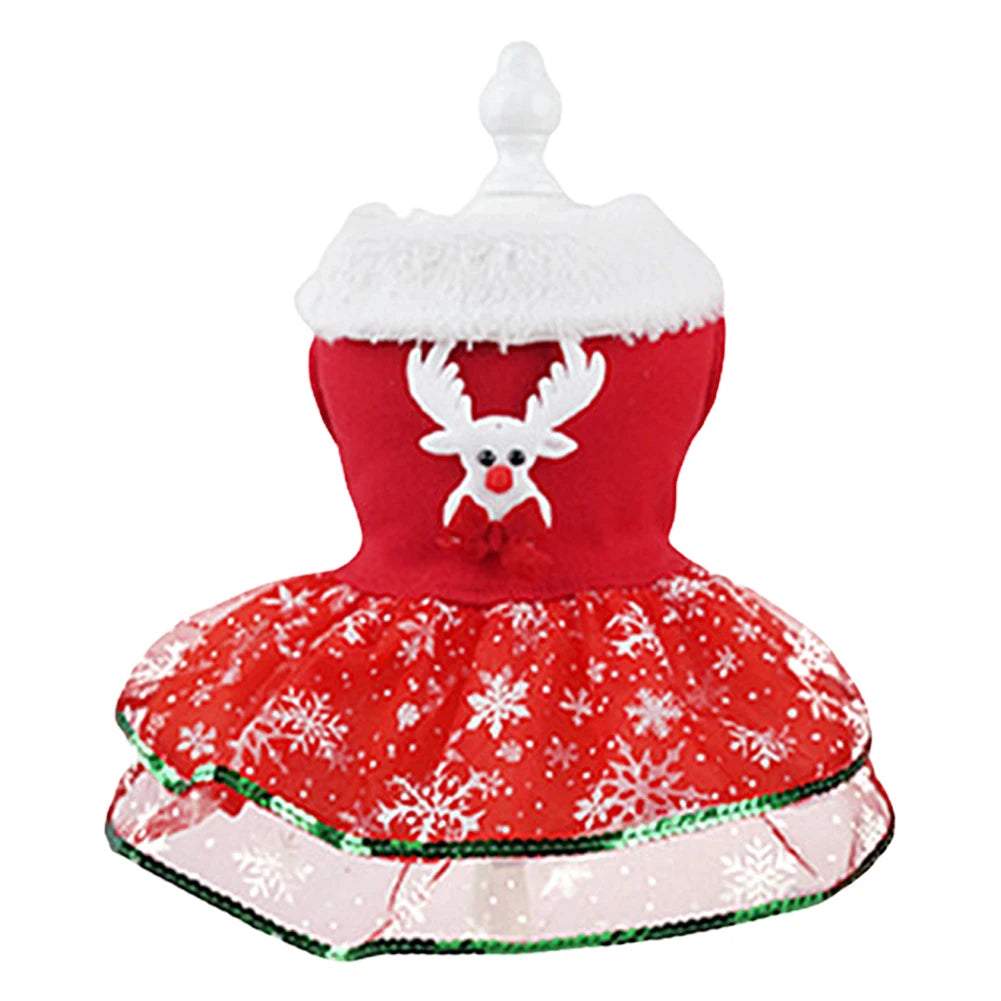 Dog Christmas Costume Skirt Puppy Holiday Thermal Clothes Christmas Theme Dog Dress Outfit Christmas Dress Up Supplies