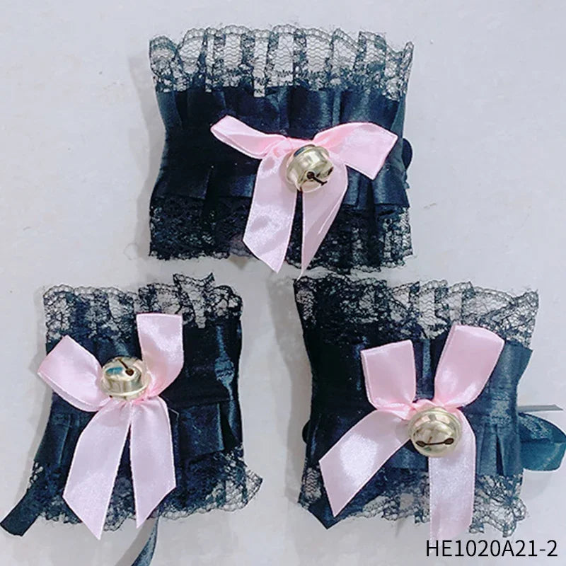 Womens Halloween Maid Lace Cat Ear Headband Hair Accessories Cat Ear Headband Long Tassel Japanese Animation Cosplay Accessories