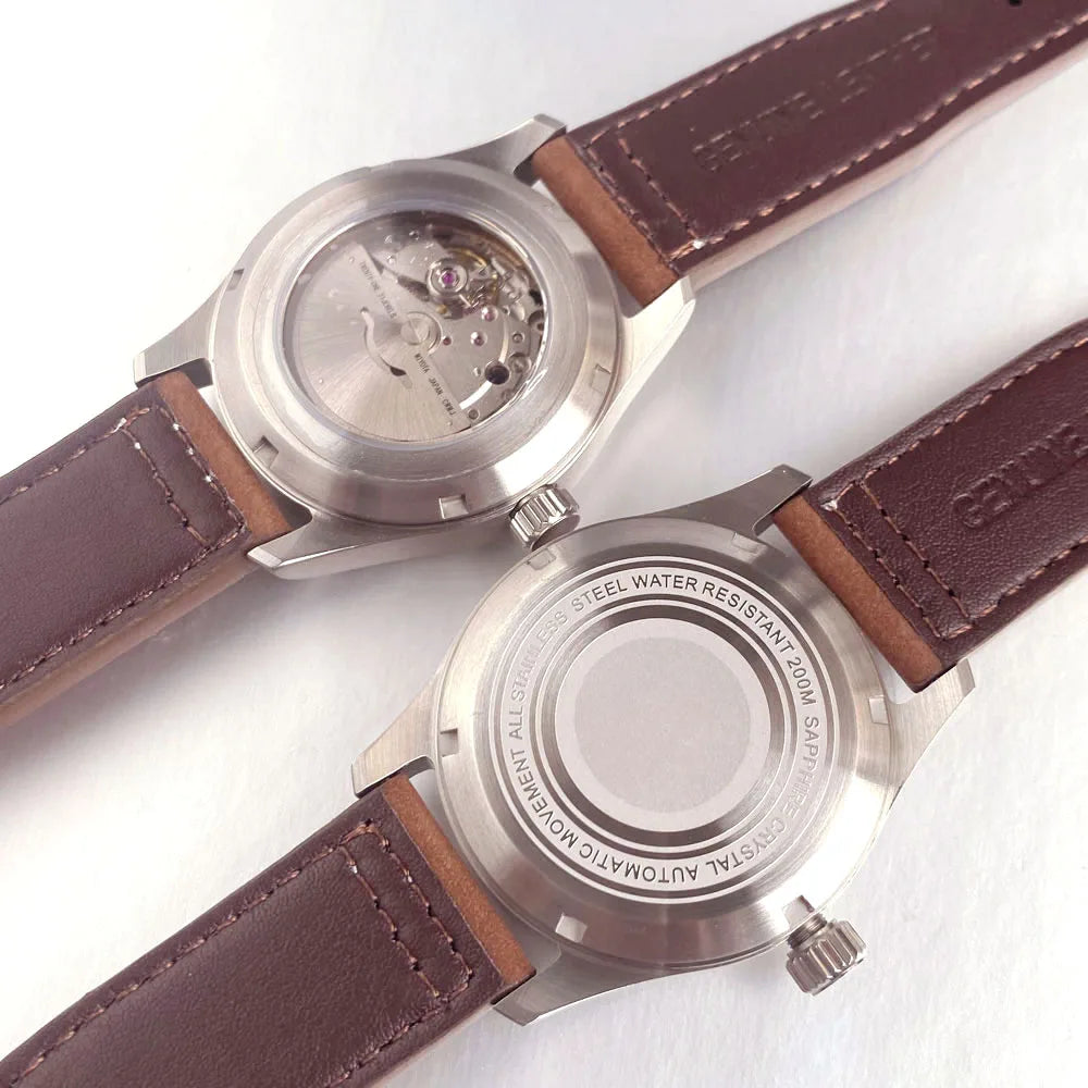 Customized 39mm Classic Pilot Watch Black Dial Sapphire Crystal Automatic Men's PT5000 Miyota 8215 Mechanical Movement Watches