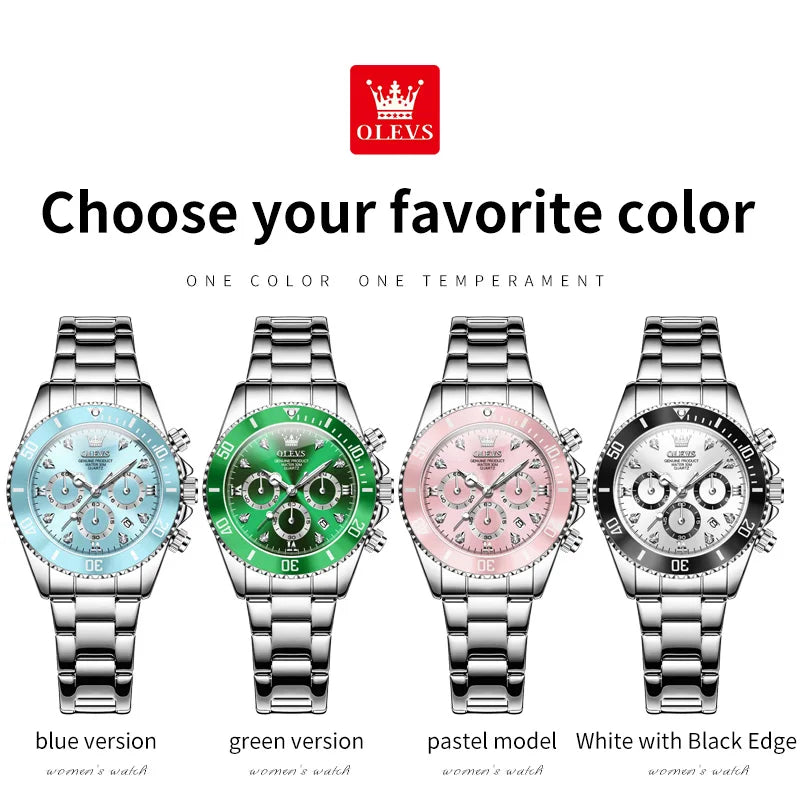 OLEVS Women Watch 5632 Elegant Original Quartz Watches Multifunctional Chronograph Watches For Women Set Bracelet Watch Reloj