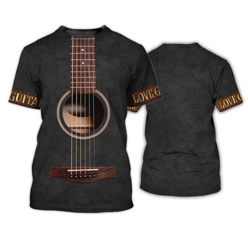 1 Piece Custom Your Picture Music Tshirts Guitar Pattern 3D Print T-Shirt Men Women Fashion  Tops Kids Boys Tees Male Clothing R