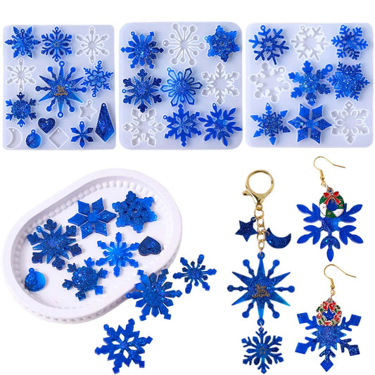 Snowflake UV Resin Silicone Mold DIY Christmas Ornaments Craft Making Epoxy Earring Pendant Keychain Jewelry Casting Molds