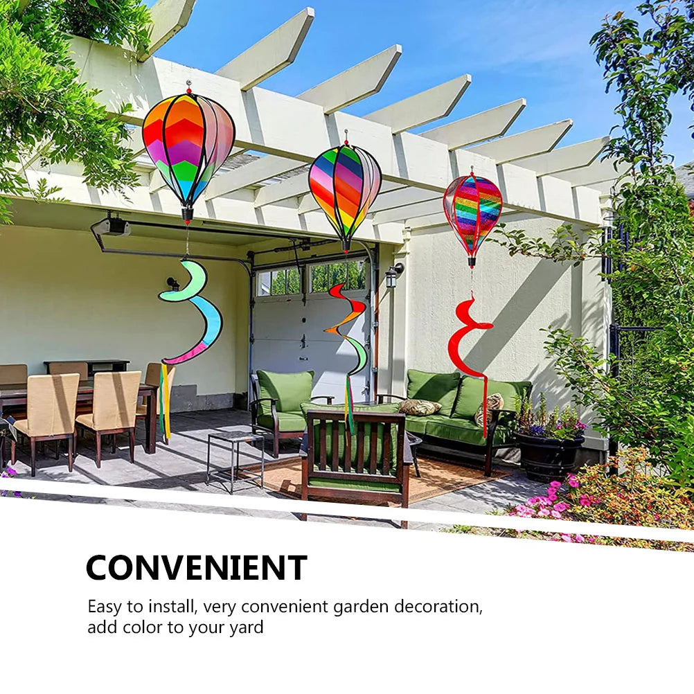 2pcs Balloons Summer Hot Air Wind Strips Sequin Solid Color Windmill Rotating Colorful Garden DecorationSpiral Pvc