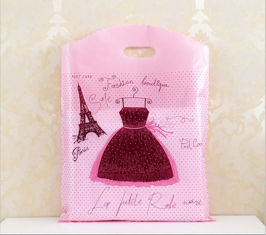 50pcs Multi Style Plastic Handle Bag 15*20cm Small Jewelry Packing Bag Party Favor Bags For Candy Cookie Gift Packaging Bag