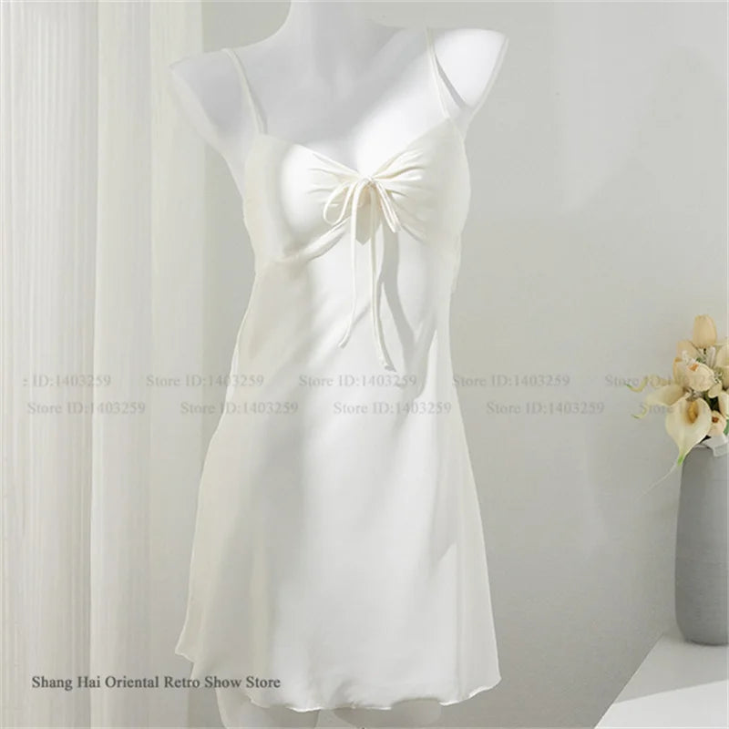 Female 2PCS Robe Nightgown Set Pajama Sexy Suspender Nightdress Lingerie Summer Kimono Bathrobe Gown Rayon Homewear Lounge Wear