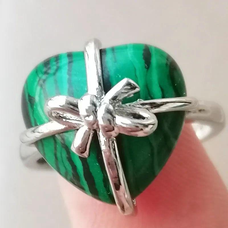 Blue Sand Heart Bead Ring PWB1093