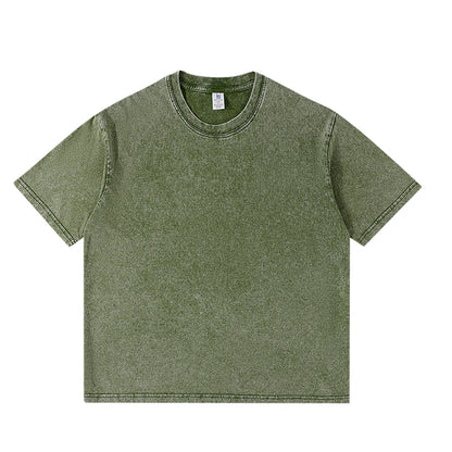 Men's Summer T-shirt 230G Heavy Cotton Vintage Washed T-Shirts Oversized Short Sleeve Loose Streetwear Short Sleeve Tops Tee