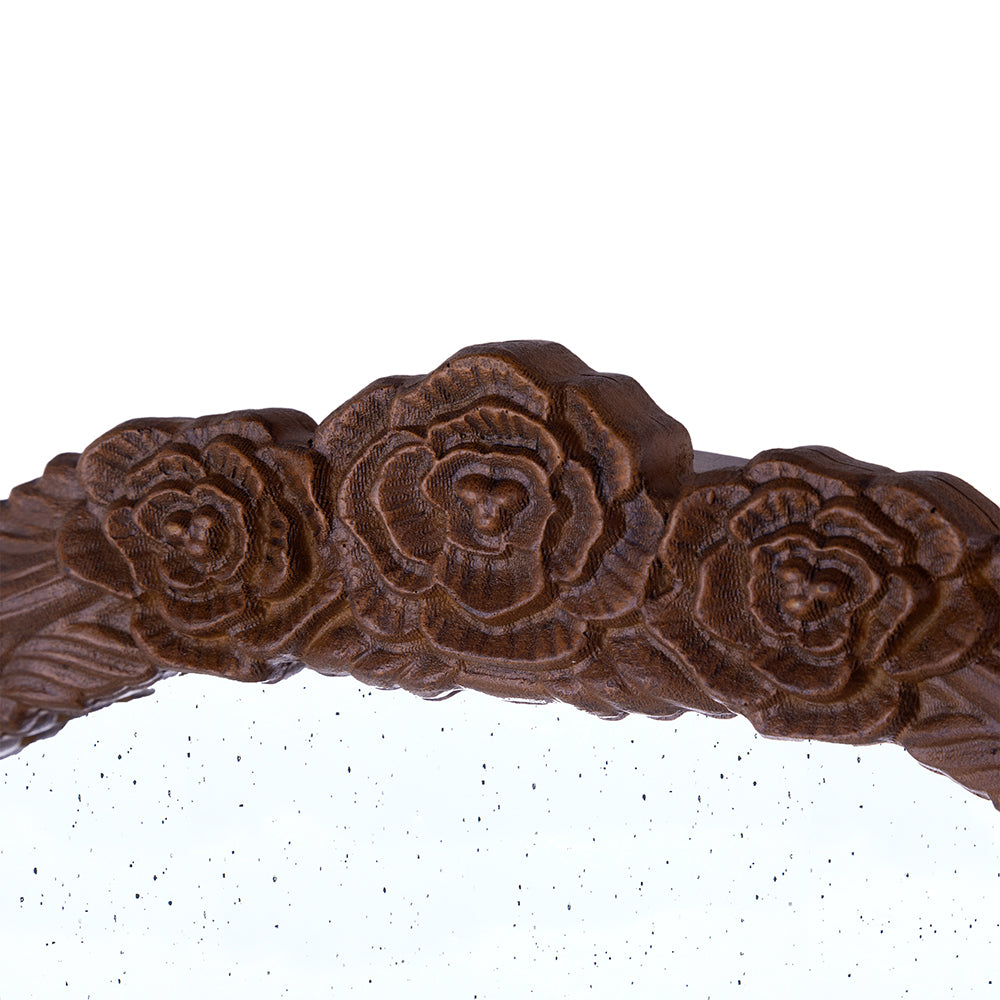 Hand-Carved Rose Arched Wall Mirror, Available in 2 Colors
