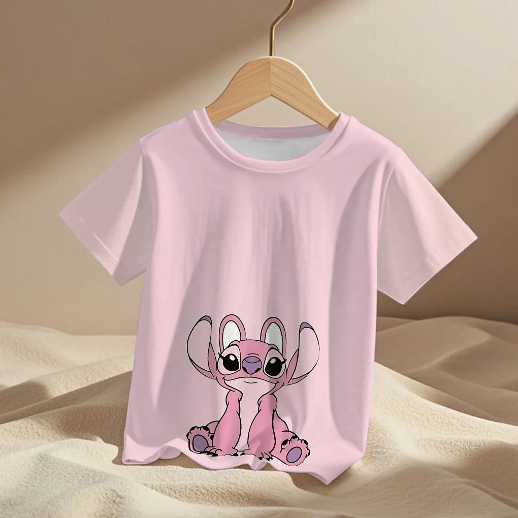 Lilo Stitch Trucksuit Kids T-Shirt Kawaii T Shirt Anime Cartoons Children Casual Clothes Tee Shirt Baby Girl Boy Fashion Y2K Top