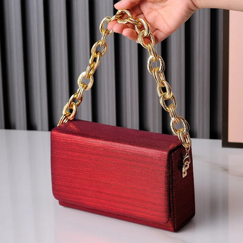 European and American Fashion Simple Evening Bag Dress Party Bride Bag Yellow Small Square Bag Chaozhou Factory Cro