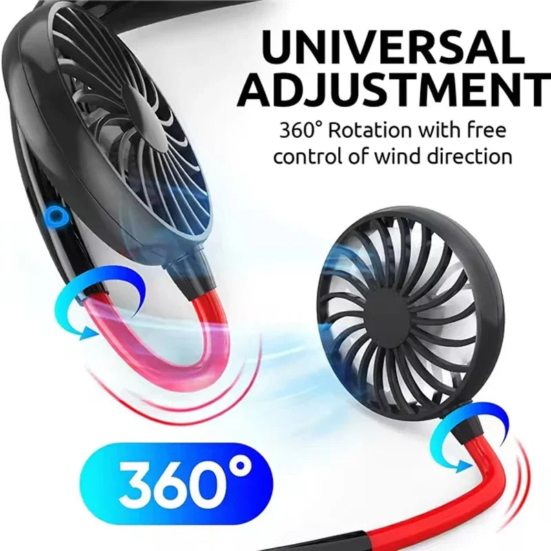 Hot Sale USB Rechargeable One Speed Foldable Plastic Neck Fan Portable Adjustable Hand Free Outdoor Sports Mini
