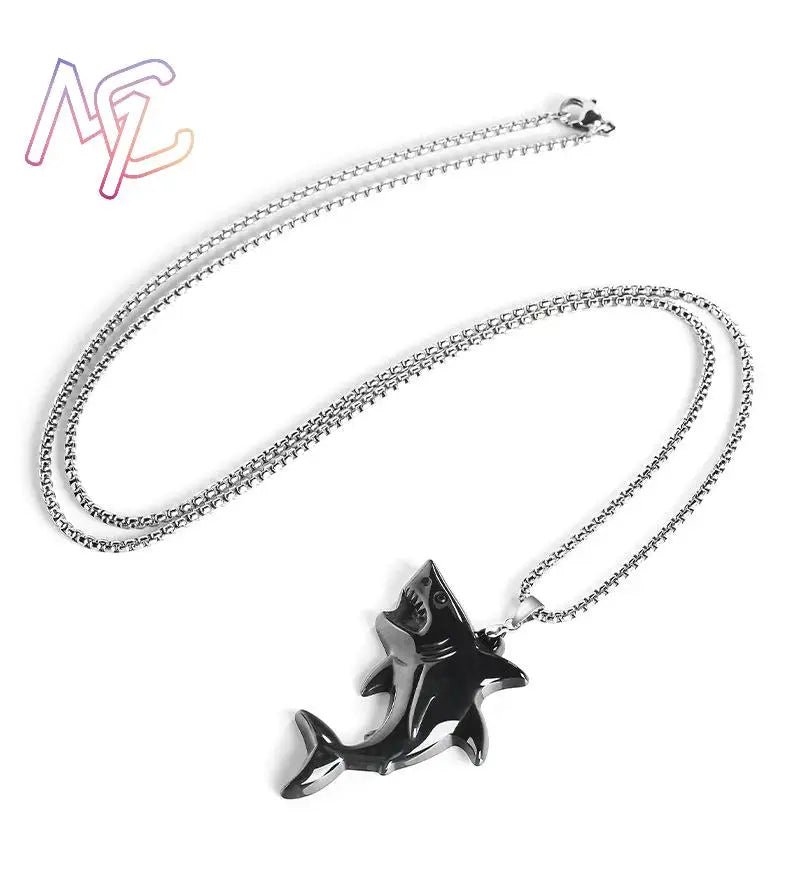 Myanmar Jadeite Shark Pendant Necklace Natural Jewelry Vintage Real Jade Charm Talismans Amulet 925 Silver Gifts for Women