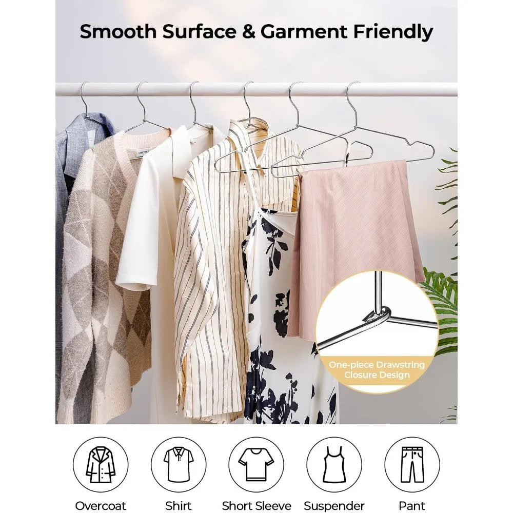 wire hangers for closet, 4mm super thick metal hanger, heavy duty clothes hanger for coats, shirts, jackets, pants, suits, silv