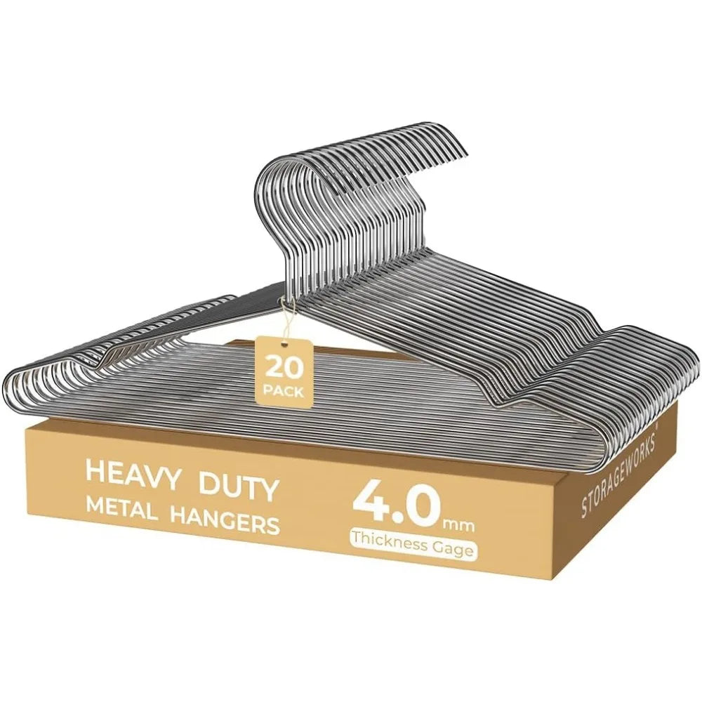 wire hangers for closet, 4mm super thick metal hanger, heavy duty clothes hanger for coats, shirts, jackets, pants, suits, silv